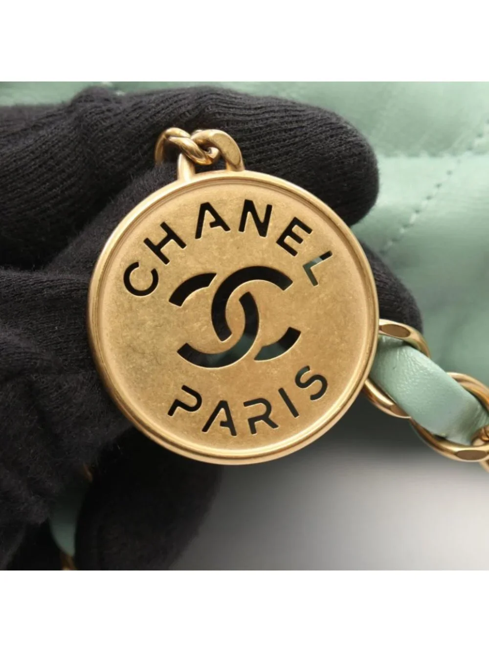 Chanel Shoulder Bag Quilted 22 Small Mint Green Lambskin 22 Chain
